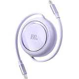 巻取り式 USB Type-C to Type C ケーブル PD100W 急速充電 データ転送 巻き取り Type-Cケーブル 1メートル iPhone 15/15 Plus / 15 Pro / 15 ProMax/スマートフォン/タブレット対応 (ブラック)