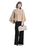 パンツドレス ケープ 演奏会 パーティードレス 大きいサイズ 結婚式 二次会 フォーマル 披露宴 S-2XL ブラック ブラウン ネイビー (M, ブラウン)