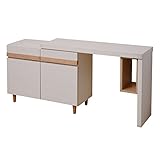 アビライト 日本製(大川家具) 天板厚みある重厚リビングシリーズ 幅110 伸縮式デスクキャビネット ホワイト fk0055