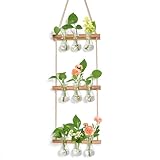ohohFLOWER 3段式植物繁殖ステーション - 壁掛けテラリウム 木製スタンド付き 屋内 9つのティアドロップ花瓶 ガラスプランター 水耕栽培植物の切断 花 植物 恋人へのギフト