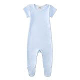 Owliviaオーガニックコットン赤ちゃん男の子女の子Sleep ' n Play /カバーオール、ショートスリーブ(サイズ0 – 18 M ) カラー: ブルー