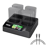 Toprig LP-E6 LP-E6P LP-E6N LP-E6NH 4チャンネルカメラバッテリー充電器 PD100W急速 バッテリーチャージャー (USB-C 充電ポート/高速充電/LEDディジタル表現) 、Canon EOS 5D Mark II III and IV, 70D, 5Ds, 6D, 5DsR, 80D, 7D, and 7D Mark II, EOS 60D などに対応