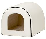PetStyle 犬 猫 ベッド ドームハウス ペットベッド 冬用 折りたたみ 洗える 猫ハウス 犬ハウス 室内 冬 ふわふわ 暖か おしゃれ ドーム型 ペットハウス Lサイズ 小型犬 中型犬 寒さ対策 (秋冬/ブラック)