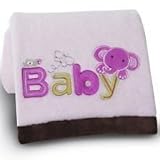 Kidsline Embroidered Boa Blanket - Baby - Pink Elephant by KidsLine