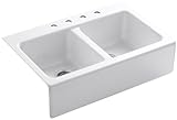 KOHLER K-6534-4-0 Hawthorne Apron-Front, Tile-In Kitchen Sink, White [並行輸入品]