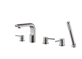 Isenberg 195.2691BN Serie 195 Deck Mounted Roman Tub Filler with Hand Shower, 195.2691, Brushed Nick