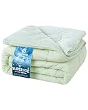 VK Living 夏用掛け布団 肌掛け布団 シングル リバーシブル 【SUPER ICE】冷感＆タオル地 接触冷感 24時間持続制菌消臭 二重除湿速乾 【TEIJIN マイティトップ中綿使用＆マイクロわた】 抗菌防臭 防ダニ 洗える かけ布団 キルトケット 夏ふとん ひんやり 一年中使える 140×190cm グリーン