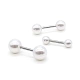 パール ボディピアス ストレートバーベル ステンレス 18G 20G 3mm 4mm 5mm 片耳 シンプル ネジ式 軟骨ピアス イヤーロブ ヘリックス (18G 4mm)