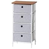 簡単組立てチェスト/タンス 4段 折りたたみ式 スチール LFS-702GY グレー(灰)