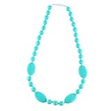 Kitdine Round and Flat Chewable BPA Free Silicone Baby Teething Necklace for Mom and Baby (True Turq