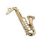 チャーム キーホルダー 楽器 サックス 43mm×24mm アクセサリー パーツ (ゴールド（10個）)