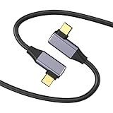 YAMCOWL USB Type-C to Type-c 3.2 ケーブル ライトアングル L字 USB3.2 Gen2x2 20Gbps 高速伝送 PD100W 急速充電 8K@60Hzビデオ出力 プロフェッショナル連写 データケーブル MacBook Pro iPad Pro Pixel Galaxy などのCポートデバイスに対応 (ダブルカーブ, 1.5m)