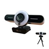 Nugens Webカメラ USBウェブカメラ 1080P フルHD 美顔機能 会議カメラ 三脚対応 マイク内蔵 広角レンズ 三脚付属 プラグ＆プレイ ライブ配信 オンライン授業 テレビ会議 在宅勤務 Webcam with Ring Light, Works Great with CamSwitcherPro, Compatible with MacBook & Windows VCP1