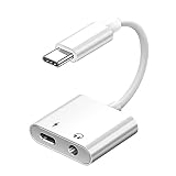 ALLVD 二合一 USB-C to 3.5 mm イヤホンアダプタ Type-C ヘッドフォン変換ジャック オーディオアダプタ, 高耐久 通話/音量調節/音楽 MacBookAir/Pro/iPad Pro/Android/Type-Cデバイス 対応（ホワイト）