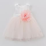 Chaufly ベビースカート 子供服 女の子 ノースリーブ Oネックス ドレス ジッパー大き 花の装飾 サマー フォーマル キッズ ドレス 可愛い 発表会 パーティー 超柔らかい