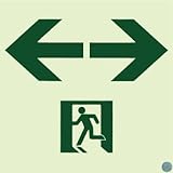 消防用設備等認定品　高輝度蓄光式誘導標識（壁用/ステッカータイプ） Ａ級品　ＡＳＮ９５３　両矢印　１５０ｍｍ角（通路誘導標識）