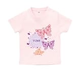 BabyChips バタフライ(名入れ半袖ベビーTシャツ) 90 ライトピンク