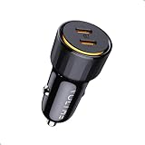 VOLTME シガーソケット(60W 2ポート) カーチャージャー USB-C 30W 車 充電器 二連 車載充電器 LED付き PPS PD30W 急速充電 12V/24V車対応 Type C 車用充電器 iPhone Galaxy Android スマートフォン iPad などに対応 (ブラック)