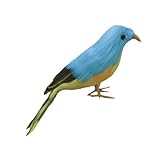 Fityle 装飾用　人工鳥　現実的　インテリア　人工羽　屋外　ブルー　庭の置物　