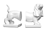 Premier ドッグ ブックエンド 2セット ホワイト 1410759
