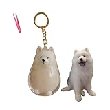 キーホルダー キーホルダーと毛のピックアップ付きのポータブルペットの毛の保管ボトル 犬の毛 ーホルダー ペット 犬 毛 遺毛 メモリアル グッズ メモリアル (サモエド)