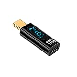 日本の中小企業 リアルタイム電力表示 USB 3.2 変換アダプタ 10Gbps 高速データ転送 240W/60W/36W PD急速充電対応 変換コネクタ 電圧 電流 サイクル表示 アルミ合金 (USB-C(メス) to USB-C(オス), 1個)