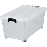 for.c深74クリア×10個セット 半透明　プラスチック収納ボックス　フタ式収納ケース　キャスター付き　コロ付衣装ケース