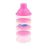 Dovewill 赤ちゃん　ベビー　お出かけ用　4層　粉ミルク　スナック　離乳食　保存容器　フードボックス　ボトル　全3色 - ピンク