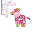 Plush Giraffe Rattle and 3 - Pack Flannel Receiving Blankets – ピンク