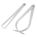 uxcell 外パス　キャリパーツール　２個入り　金属　機械工　内寸と外寸測定専用工具　摩擦接合器　便利性　シルバートーン