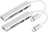 Thecom USBハブ カードリーダー USB3.0 USB C ハブ バスパワー タイプC 多機能 type-c 変換アダプタ usb-c HUB 変換アダプタ 小型 拡張 カードリーダー SD Micro SD カード usbポート 増設 マルチ アルミ合金製 ノートPC パソコン 充電 TypeC (Type-C端子-シルバー 2個セット)
