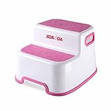 KOADOA 踏み台 子供 子ども 幼児 二段 ２段 ステップ 台 こども 洗面所 手洗い お風呂 トイレ台 滑り止め (ピンク)