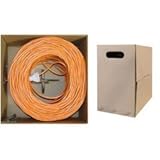 Dealsjungle Bulk Cat5e Orange Ethernet Cable, Solid, UTP (Unshielded Twisted Pair), Pullbox, 1000 fo