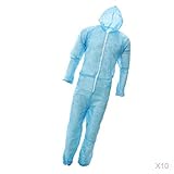 P Prettyia 使い捨て保護服　作業服　不織布　軽量　防水　ユニセックス　約10個入り