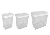 Click Clack Kitchen Essentials Storage Containers with White Lids, 1.25-Quart, 2.5-Quart and 4.5-Qua