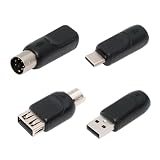 Cablecc 4個/ロット Type-A Type-C USB 2.0 USB-C - 6ピン PS2 キーボード PS/2 マウス オス - メス アダプター ミニディン