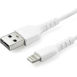 StarTech.com ライトニングケーブル 1m ホワイト Apple MFi認証iPhone充電ケーブル 高耐久性 Lightning - USB ケーブル RUSBLTMM1M