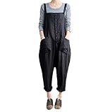 [Nyanny(ニャニー)] レディース サロペット つなぎ オールインワン オーバーオール ズボン カジュアル 大きいサイズ (M, ブラック)