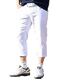 [TopIsm] [トップイズム] ゴルフパンツ メンズ クロップドパンツ ストレッチ ゴルフウェア ハーフパンツ チノパン ショートパンツ 無地 7分丈 春夏 1-ホワイト Mサイズ