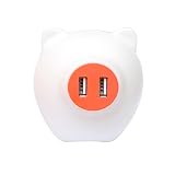 Night Light withスマート自動on/offセンサー、Pigプラグin LEDランプwith USBコンセント2ポートスマート充電ソケットfor Baby Nursery子寝室、廊下、リビ