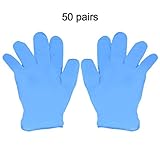 Tivollyff 手袋 作業用 手袋50ペア青ニトリル使い捨て手袋耐摩耗性化学実験室エレクトロニクス食品医療検査作業手袋