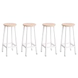 バーチェア カウンターチェア 4個セット バースツール ハイスツール キッチン朝食 幅30×奥行30×高さ70cm (オーク, 4個入り)