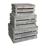 Set of 3ヴィンテージSlatted木製ボックス