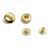バネホック 15mm 10組 ゴールド レザークラフト 手芸 ハンドメイド パーツ ホック スナップ ボタン (10組ゴールド)