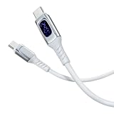 サンワダイレクト USB Type-C ケーブル PD 電力表示 機能付き PD対応 240W 急速充電 1m やわらかシリコンケーブル ホワイト 500-USB078