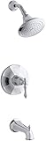 KOHLER K-T13492-4-CP Kelston Rite-Temp Pressure-Balancing Bath and Shower Faucet Trim, Polished Chro