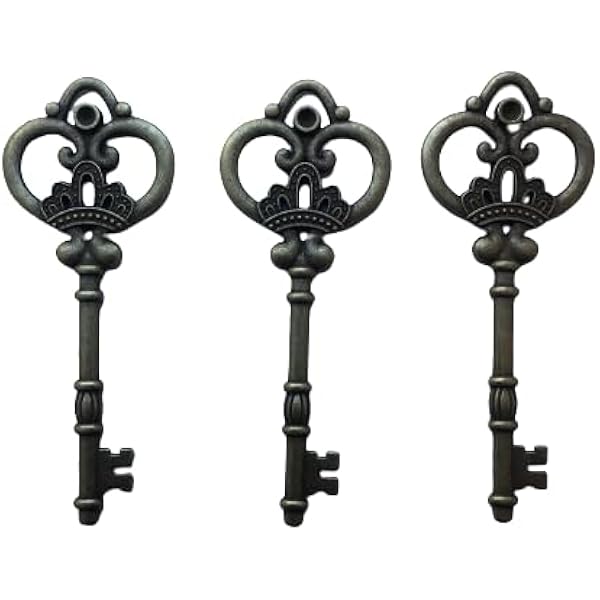 Amazon.co.jp: [NaturalMelody] 金色鍵 3個 ハート 王冠 約82mm