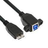 cablecc 5Gbps USB 3.0 Type-B メス - USB3.0 Micro-B オスケーブル延長 ディスク SSD カメラデータ用 30cm