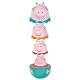 TOMY Toomies ペッパピッグ - ペッパのネスティングファミリー - ペッパピッグ、ミイラピッグ、パパピッグ、ジョージ - ネスティング、仕分け、注ぐおもちゃ - 対象年齢18ヶ月以上
