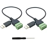 PENGLIN 2個 USB 2.0 ネジ端子コネクタケーブル、USB タイプ A オス - 5ピンネジ端子、USB 2.0 タイプ A オスネジアダプタケーブル
